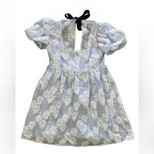 Topshop Puff Sleeve Floral Dress Women's 8 Blue Whimsigoth